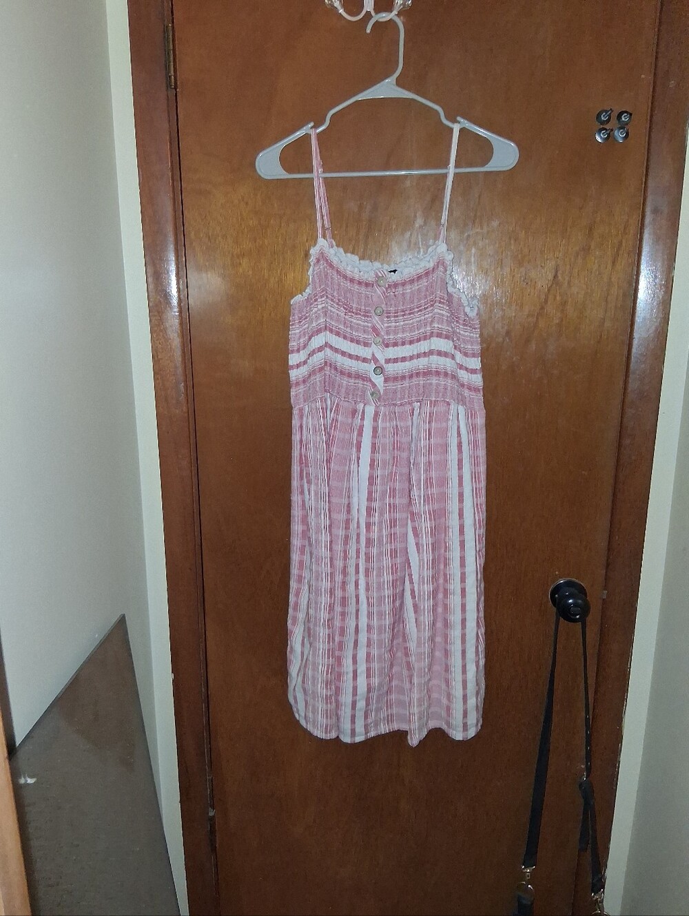 Angie Pink and White Striped Smocked Mini Dress